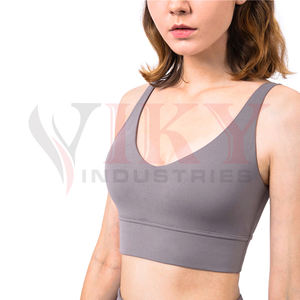 Ropa de mujer Top corto con logotipo personalizado Ropa de gimnasio Ropa de mujer Top corto con estampado personalizado Top corto Mujer Sin mangas Color sólido - Product Image 5