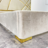 Lit king size en bois massif rembourré, design hôtelier, ensemble de meubles de chambre à coucher