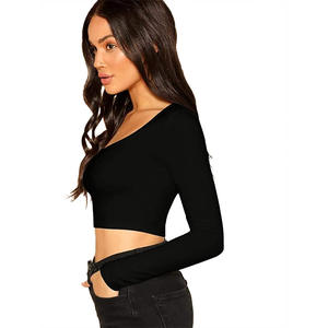 Custom <b>Women</b> Basic Fit <b>Gym</b> Crop <b>Tops</b> Plus Size <b>Women</b> Sexy Clothing Unisex <b>Women's</b> Blouses & Shirts Crop <b>Top</b> <b>Long</b> <b>Sleeve</b> T Shirt - Product Image 3