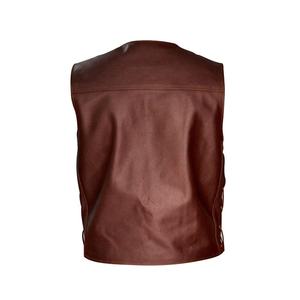 2026 Hot Selling Best-Quality <b>Leather</b> Fashion Motorcycle Waistcoat Motorcycle-Brown PU <b>Leather</b> Vests Motorcycle Waistcoat - Product Image 2