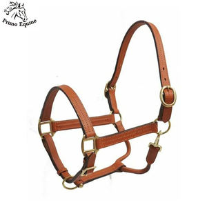 Cuir durable triple pli de licou de cheval équestre personnalisable de haute qualité avec matériel en laiton comprend un logo personnalisé pour l'équitation - Product Image 2