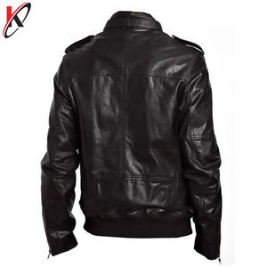 แจ็คเก็ตบอมเบอร์แฟชั่นสำหรับผู้ชาย สีดำ หนัง PU ใหม่ พร้อมกระบวนการเคลือบผิว กันลม กันน้ำ สำหรับวันอากาศหนาว - Product Image 2