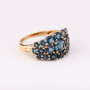 Anillo clásico elegante de plata de Topacio Azul suizo natural 925 con chapado en oro de 14 quilates precio de fábrica de alta calidad - Product Image 4