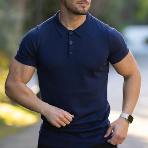 Camiseta de manga corta con cremallera para hombre, Polo con estampado de elementos de diseño Slim Fit, venta al por mayor - Product Image 5