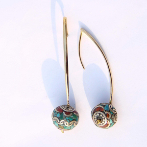 Boucles d'oreilles fantaisie en laiton et perles, bijoux pendants à la mode, nouveau design - Product Image 4