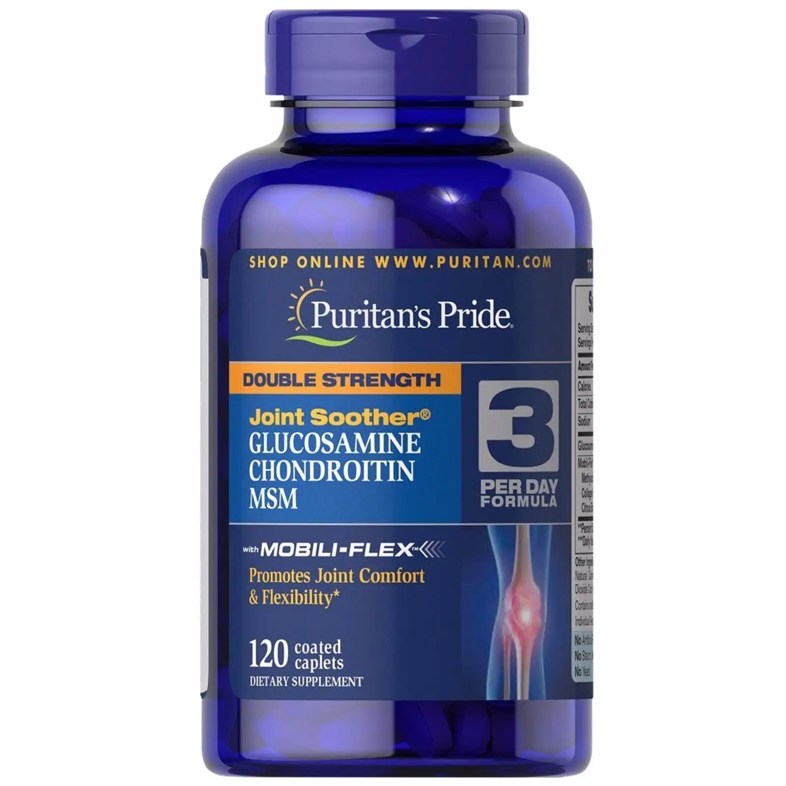 Großhandel Puritans Pride Double Strength Glucosamin, Chon droitin & MSM Joint Soother 120 Caplets USA Distributor