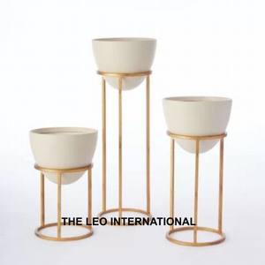 Jardinière de forme ronde en métal aluminium nickelé Texture martelée Ensembles de 3 jardinières décoratives de luxe pour le jardinage - Product Image 6