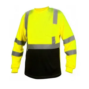 Individuelle Herstellung Hi Vis Arbeitskleidung Netzweste Sicherheitsjacke GELB reflektierende Sicherheitsweste Klasse 2 Mini schwarze Tasche grüner Druck reflektierende Hi Vis Arbeitshosen