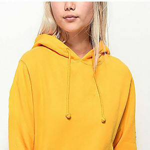 Servicio OEM Sudadera con capucha de algodón de Invierno para mujer Manga larga Amarillo Transpirable Tallas grandes Técnicas lavadas - Product Image 5