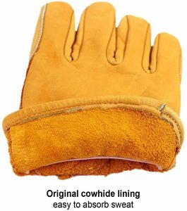 Leather Work Gloves Stretchable Wrist Tough Cowhide Sweat Absorbent Protective All-Works Hand Safety for Outdoor Food Industries - Product Image 3