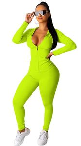 Neon Festival Fashion Womens Automne Hiver Ensemble de survêtement deux pièces avec haut et pantalon Tenues assorties élégantes pour la saison - Product Image 2