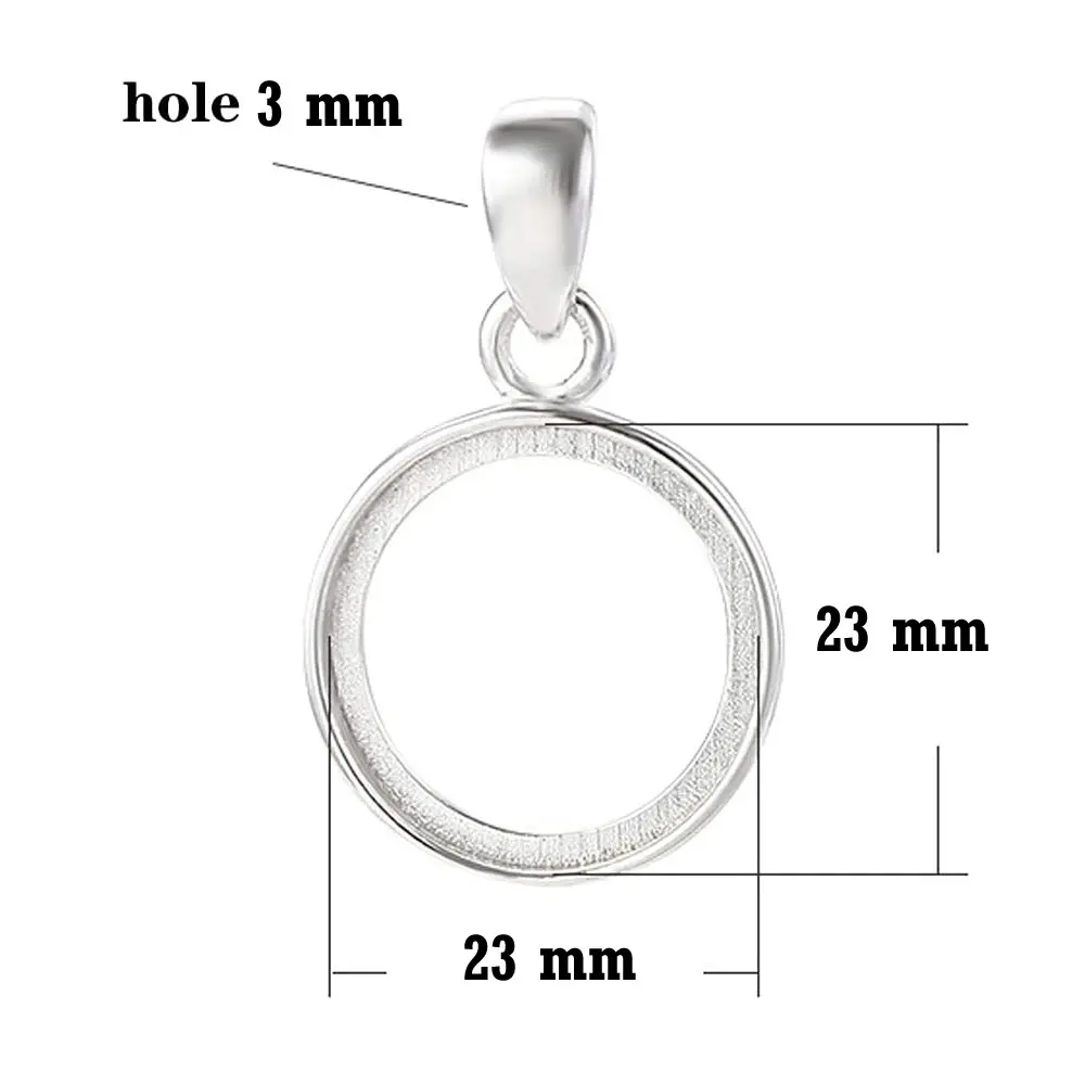 925 Real Sterling Silver 23 MM Collet Charm Round Bezel Diy Cup Pendant Blank Component Mountings Best Selling Finding Jewelry