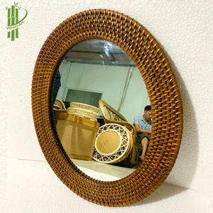 Espejo de mimbre tejido hecho a mano, decoración de pared para el hogar, bohemio - Product Image 4