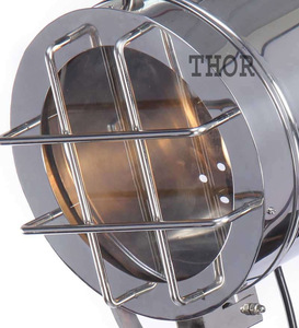 Lampadaire trépied en acier chromé avec base LED projecteur rond de style nautique pour la décoration extérieure et intérieure pour le salon - Product Image 3