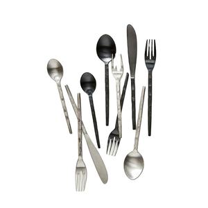 Ensemble de couverts en acier inoxydable royal réutilisables créatifs ensemble de couverts en acier inoxydable à poignée rectangulaire rétractable forgé - Product Image 1