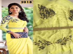 Le look le plus riche pour la réception Vichitra Two Tone Embroidery Work Saree with Blouse Piece Indian Women Wear Cheap Low Price Surat Apparelgarment - Product Image 4