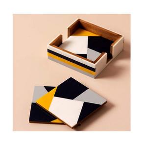 Wood And Mother of Pearl Cup <b>Coaster</b> <b>With</b> <b>Holder</b> Round Shape Customized Size <b>Coaster</b> <b>Set</b> For Home Kitchen Use - Product Image 3