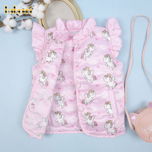 Babeeni, abrigo ecológico acolchado con estampado de unicornio para niñas, estilo informal de longitud regular, cierre de cremallera, OEM, ODM, venta al por mayor para niños - Product Image 5