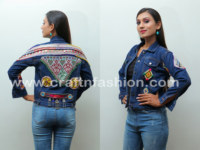 Meilleures Offres : Blouson Bomber Bohème en Jean avec Patchs Perlés Vintage, Style Hippie Gypsy, Doublure Coton Écologique, Vêtement d'Hiver