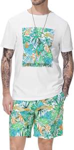 Ensemble deux pièces Fitness pour hommes, survêtement décontracté, t-shirt manches courtes, Short, été 2022 - Product Image 2