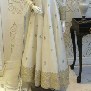 Robe longue au sol très élégante @ 2022, broderie brodée avec perles de verre de cristal, dbka, travail pour vêtements de fête, mariage - Product Image 1