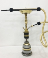 Chichas Farida Abu Trika Traditionnelles Égyptiennes de Luxe en Laiton Laqué Mini Chicha Midi à un niveau 65cm Cuivre/Acier Inoxydable