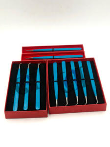 Revestimiento en polvo de sirena de alta calidad, pinzas de extensión de pestañas rectas de 45 grados, instrumentos de belleza con logotipo personalizado de acero inoxidable - Product Image 6