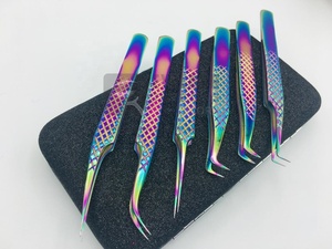 Lash Nhíp Cầu Vồng Nhiều Màu Titan Tráng Bền Vững Thép Không Gỉ Kim Cương Grip Tay Thử Nghiệm Lông Mi Tweezer - Product Image 5