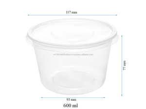 Round Shape <b>Plastic</b> Food <b>Container</b> with Lid Microwave Safe PP <b>Plastic</b> Transparent <b>clear</b> Packing Food Manufacturer in Vietnam - Product Image 3