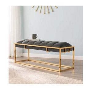 Banco de metal de Color dorado con asiento de cuero de calidad superior OEM personalizado salón Banco decorativo a granel - Product Image 6