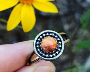 Artisan Handmade 925 Sterling Silver Round Spiny Oyster <b>Copper</b> Turquoise Gemstone Ring Boho Holiday Jewelry Custom <b>Gift</b> <b>for</b> <b>Her</b> - Product Image 1