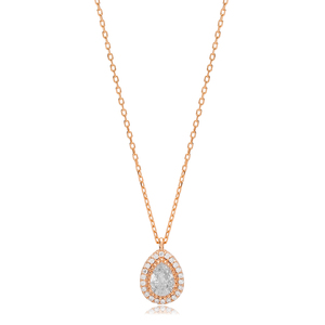 Colgante de Plata de Ley 925 con forma de pera y piedra de circonia cúbica, joyería turca - Product Image 6