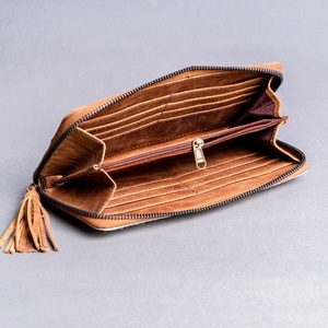 LW Women's Vintage Crazy Horse Genuine Leather Bi-Fold <b>RFID</b> <b>Blocking</b> <b>Wallet</b> Long Card Holder with Cow Leather Inserts - Product Image 4