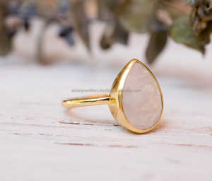 แหวนพลอยมูนสโตนสีรุ้งทำมือใน925เงินสเตอร์ลิงชุบทองเครื่องประดับแฟชั่นอินเทรนด์สำหรับงานแต่งงาน - Product Image 2