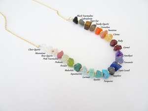 Collier en argent Sterling 92.5 naturel non traité, pierre précieuse brute, fait à la main, 24 pouces de Long, fabrication indienne - Product Image 3