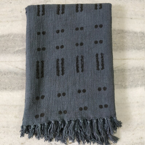 Precio de fábrica decoración del hogar bloque de mano impreso 100% algodón africano Mudcloth borla Handloom sofá cama cubierta manta de lana - Product Image 2