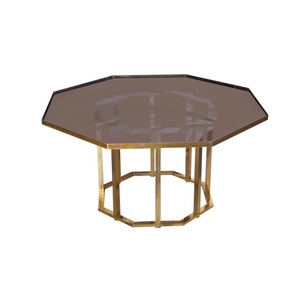 โต๊ะกลางโซฟาทำจากโลหะตกแต่งทำด้วยมือโต๊ะกระจกตกแต่งอย่างมีสไตล์โต๊ะตกแต่งทำจากโลหะอลูมิเนียมชุบทองแดง - Product Image 2