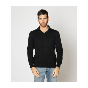Maglieria da uomo Made in Italy maglione di cashmere invernale 100% scollo a v manica lunga nero - Product Image 1