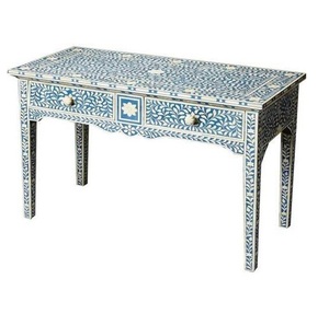 Table basse d'incrustation d'os blanc noir fait à la main en bois massif de haute qualité pour la décoration intérieure pour la table de travail de banc de comptoir de salon - Product Image 5