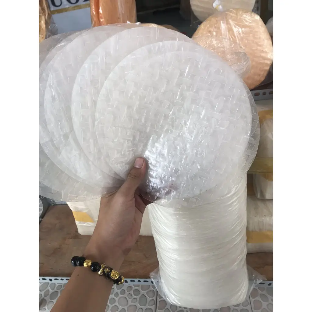 쌀 종이 식용 프리미엄 품질 스프링 롤 포장지 베트남 화이트 22cm 음식 가방 파펠 드 arroz- WHATSAPP 0084989322607