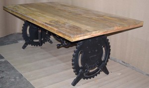 Sống Cạnh Acacia Top Gang Bánh Xe Cơ Sở Crank Tay Có Thể Điều Chỉnh Tay Nâng Cafe Nhà Hàng Bàn Ăn - Product Image 6