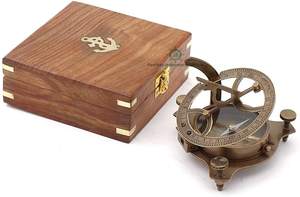Reloj de Sol de Latón con Brújula, Reloj de Bolsillo en Caja de Madera, Regalo Náutico Marino, Réplica de Barco Pirata, Reloj Coleccionable - Product Image 2