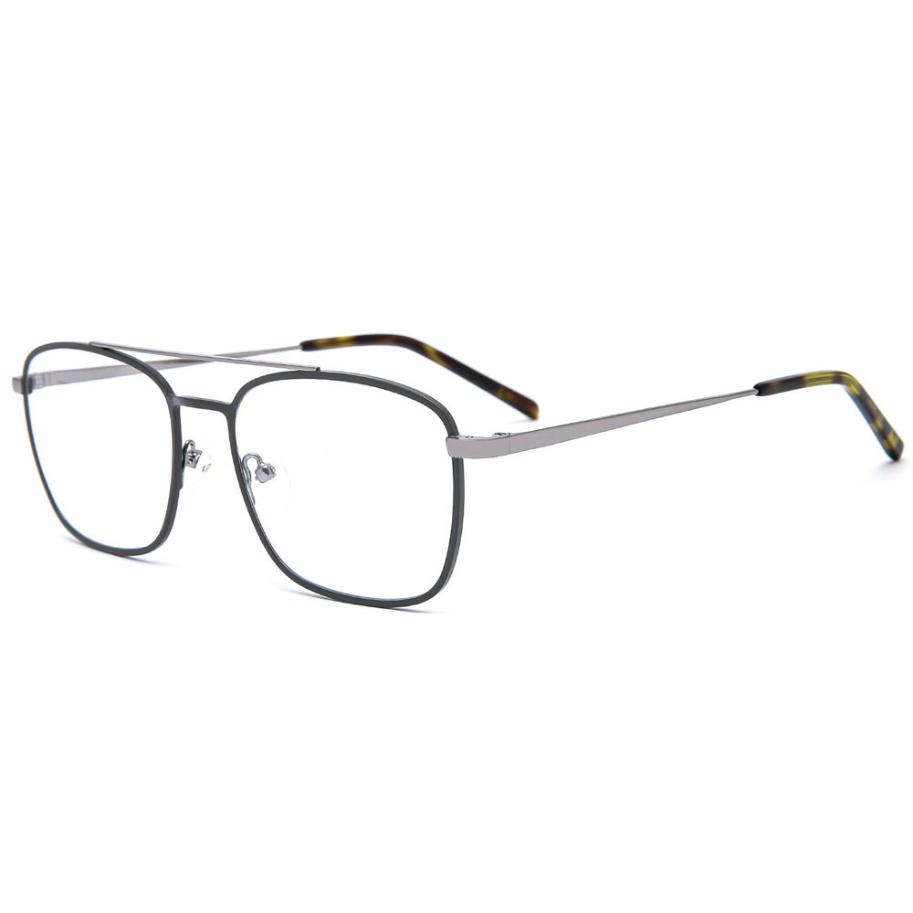 New Polygonal Clear Frame Glasses Men Double Beam Large Frame Metal Plain  Mirror Male Eyewear Eyeglasses Frames