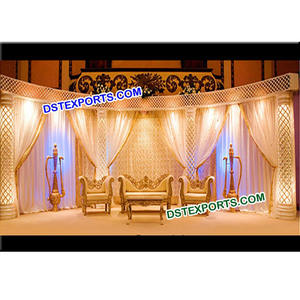 Escenario de cristal de fibra moderno para bodas indias, decoración de escenario de boda iluminada majestuosa - Product Image 1