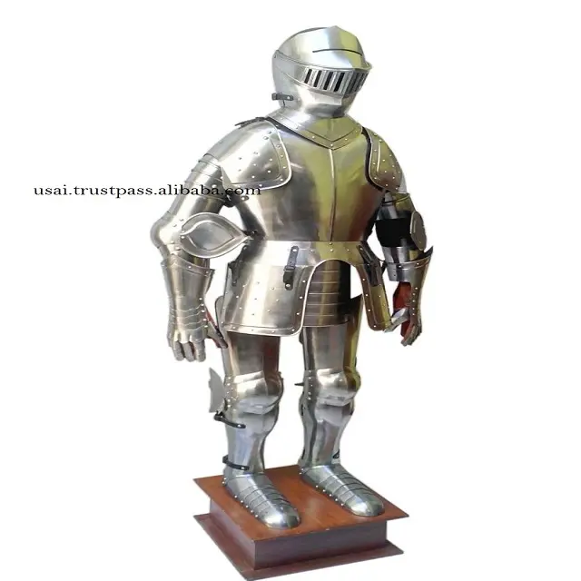 Collectible Crusader Combat Costume Medieval Wearable Suit of Armor full body protection of soldier or home decoration