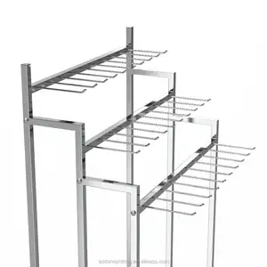 Metal chrome hanging display belt racks for shop