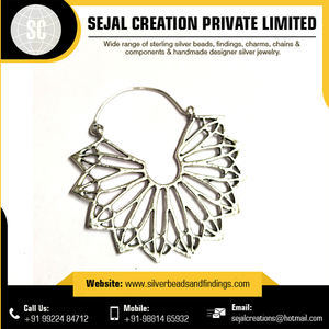 Pendientes tribales de Plata de Ley 925, cuentas con patrón de flores increíbles, hallazgos de joyería al por mayor - Product Image 2