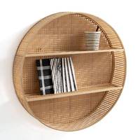 Meilleure vente support d'étagère murale ronde en rotin noir sculpté techniques pour salle de bain salon vente en gros directe du Vietnam
