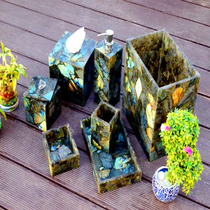 ชุดอุปกรณ์อาบน้ำคริสตัลลาบราดอไรต์ธรรมชาติ ชุดอุปกรณ์ห้องน้ำหินแก้ว |   ผู้จัดจำหน่ายสินค้าขายส่งจำนวนมาก - Product Image 2