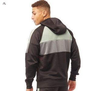 เสื้อสเวตเตอร์ผ้าฝ้ายมีฮู้ดของผู้ชายผ้าฟลีซผสมสีตัดกันออกแบบได้ตามต้องการลายพิมพ์ขนาด XS - Product Image 3